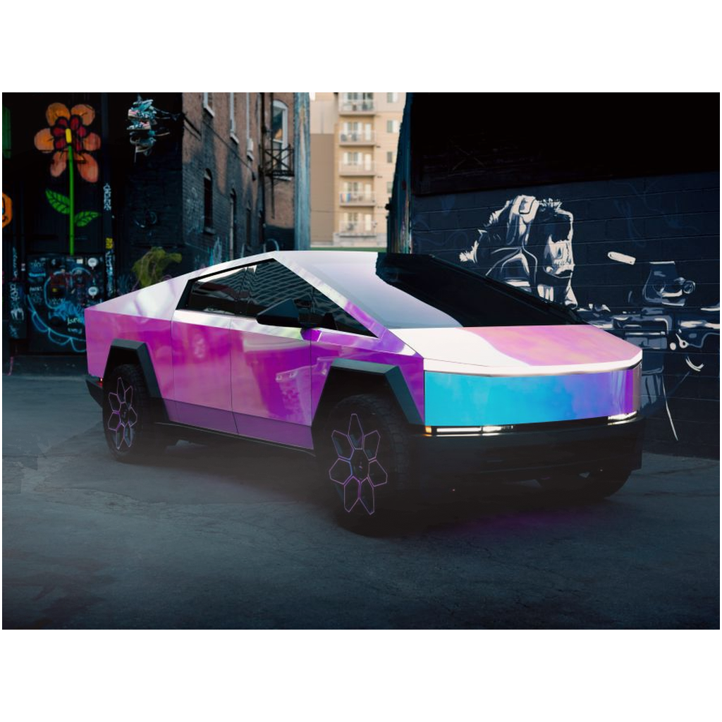 Multicolor Wrapped Tesla Cybertruck - Metal Print