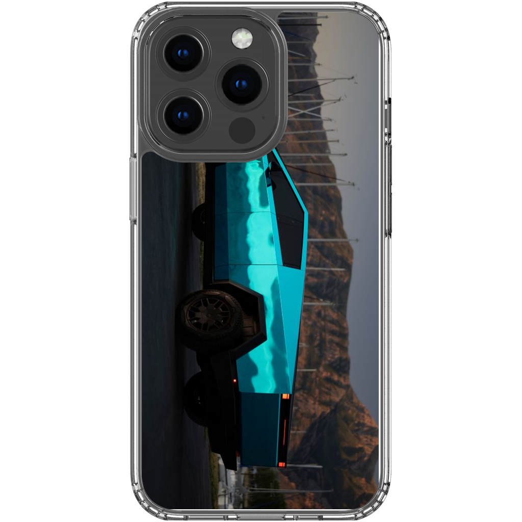 Metallic Teal Tesla Cybertruck - Phone Cases