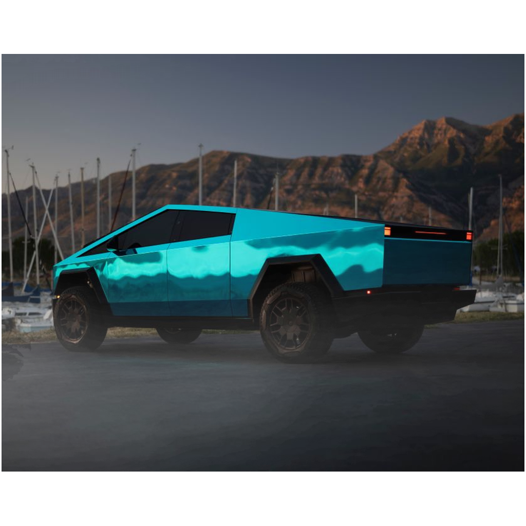 Metallic Teal Tesla Cybertruck - Metal Print