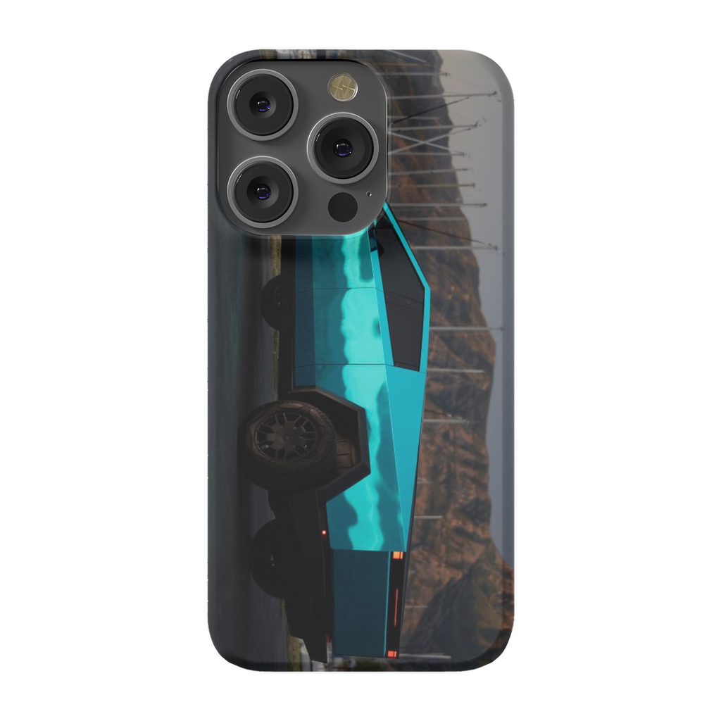 Metallic Teal Tesla Cybertruck - Phone Cases