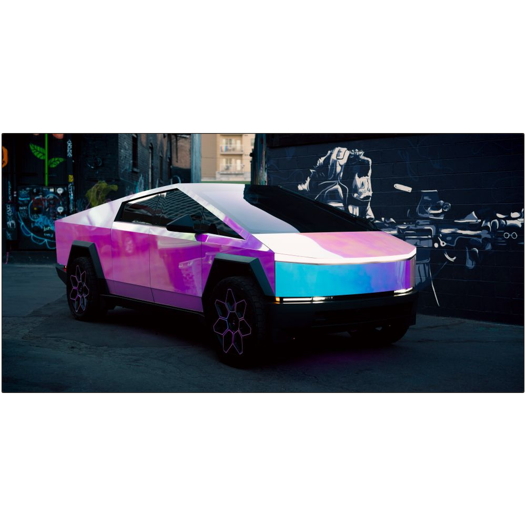 Multicolor Wrapped Tesla Cybertruck - Metal Print