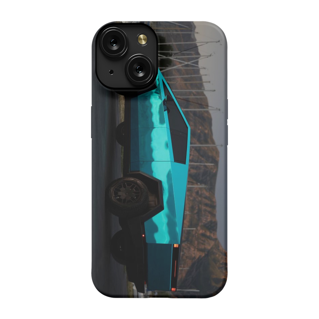 Metallic Teal Tesla Cybertruck - Phone Cases