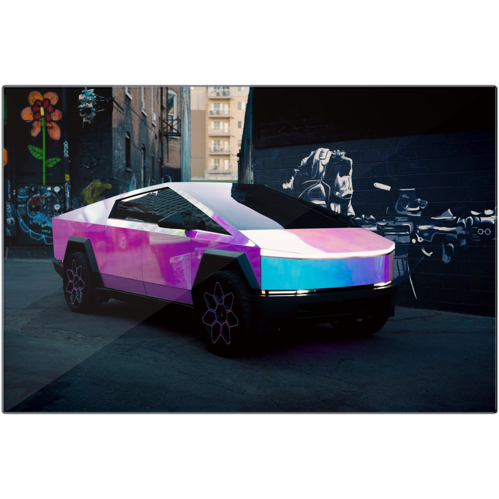 Multicolor Wrapped Tesla Cybertruck - Metal Print