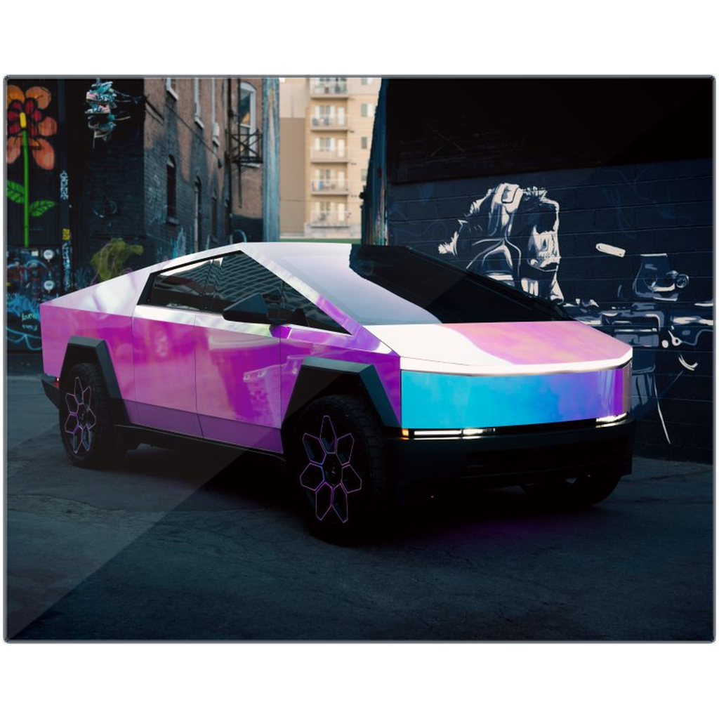 Multicolor Wrapped Tesla Cybertruck - Metal Print