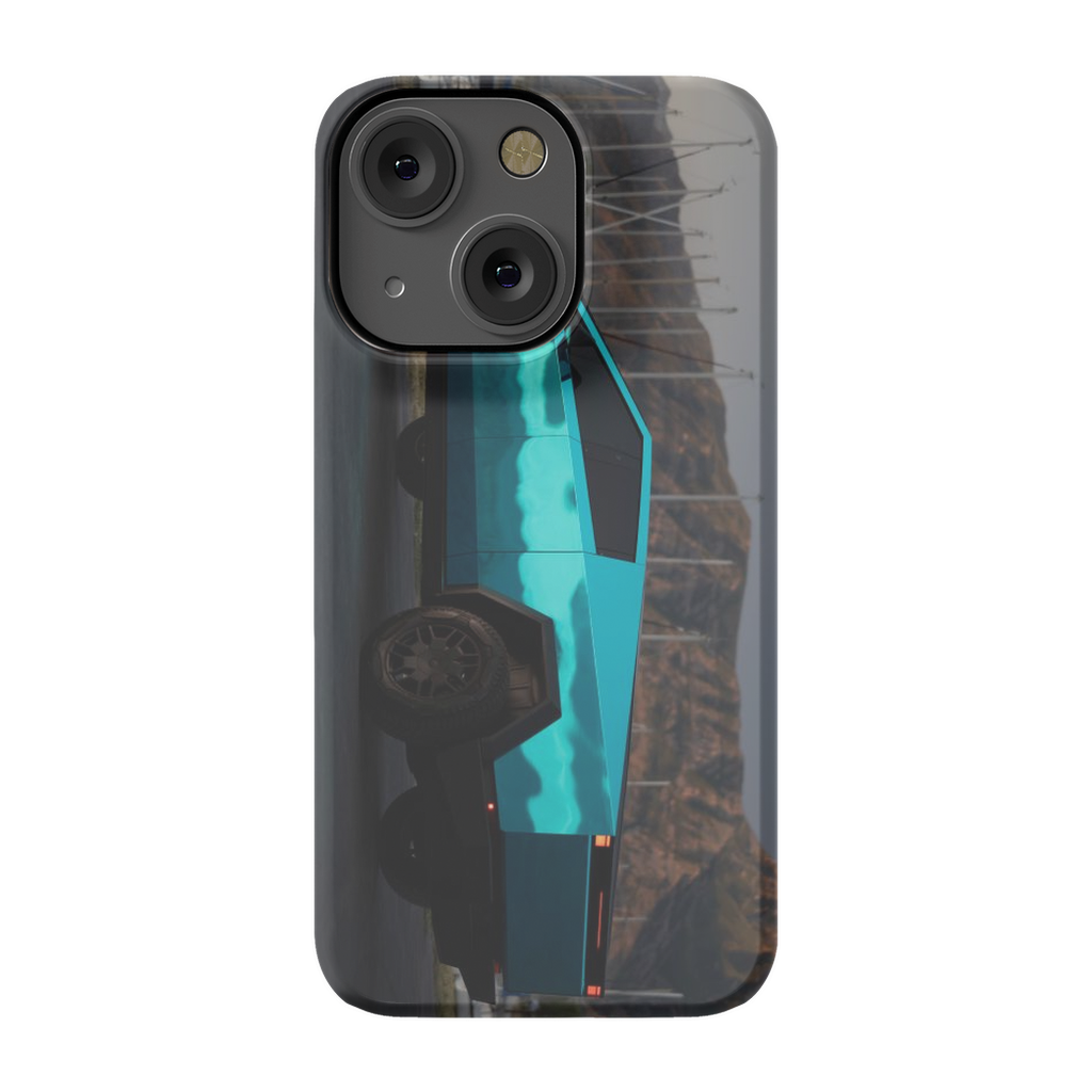 Metallic Teal Tesla Cybertruck - Phone Cases