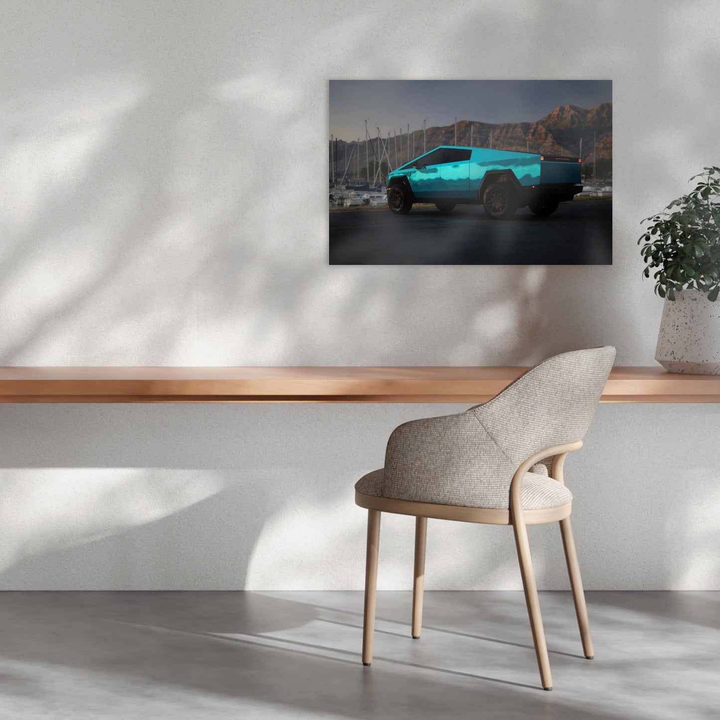 Metallic Teal Tesla Cybertruck - Poster