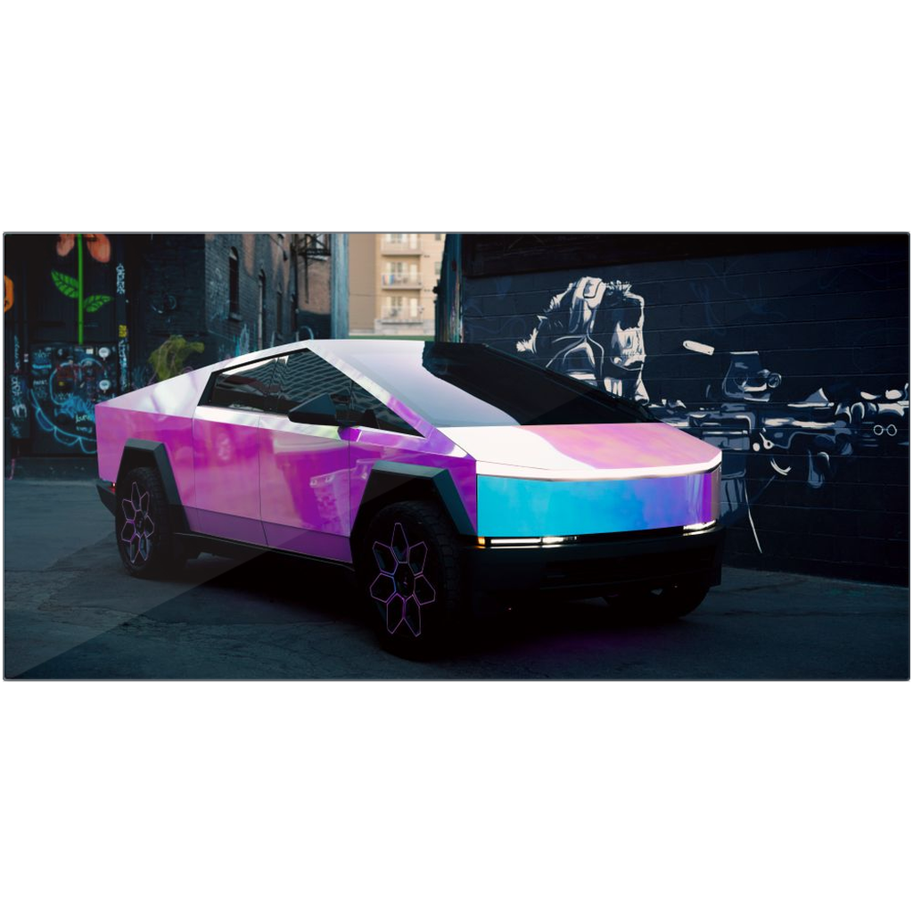 Multicolor Wrapped Tesla Cybertruck - Metal Print