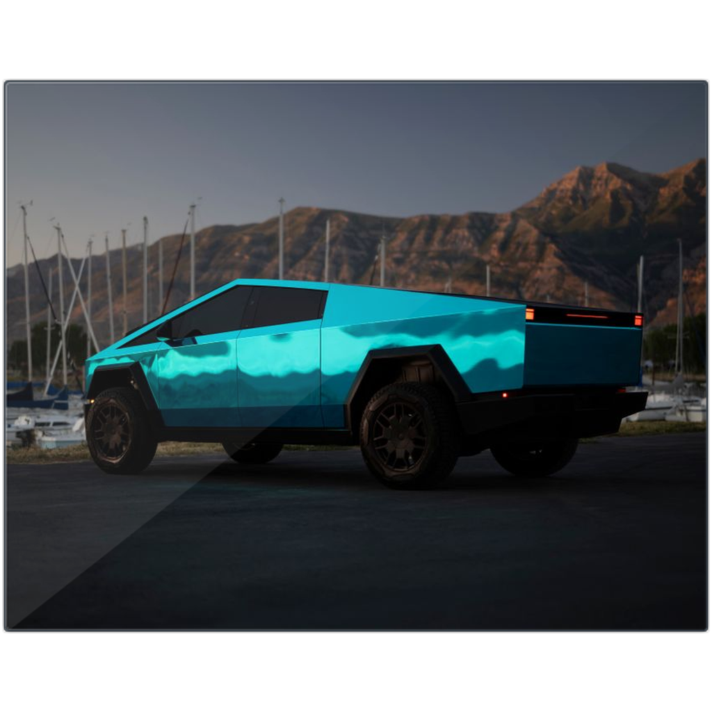 Metallic Teal Tesla Cybertruck - Metal Print