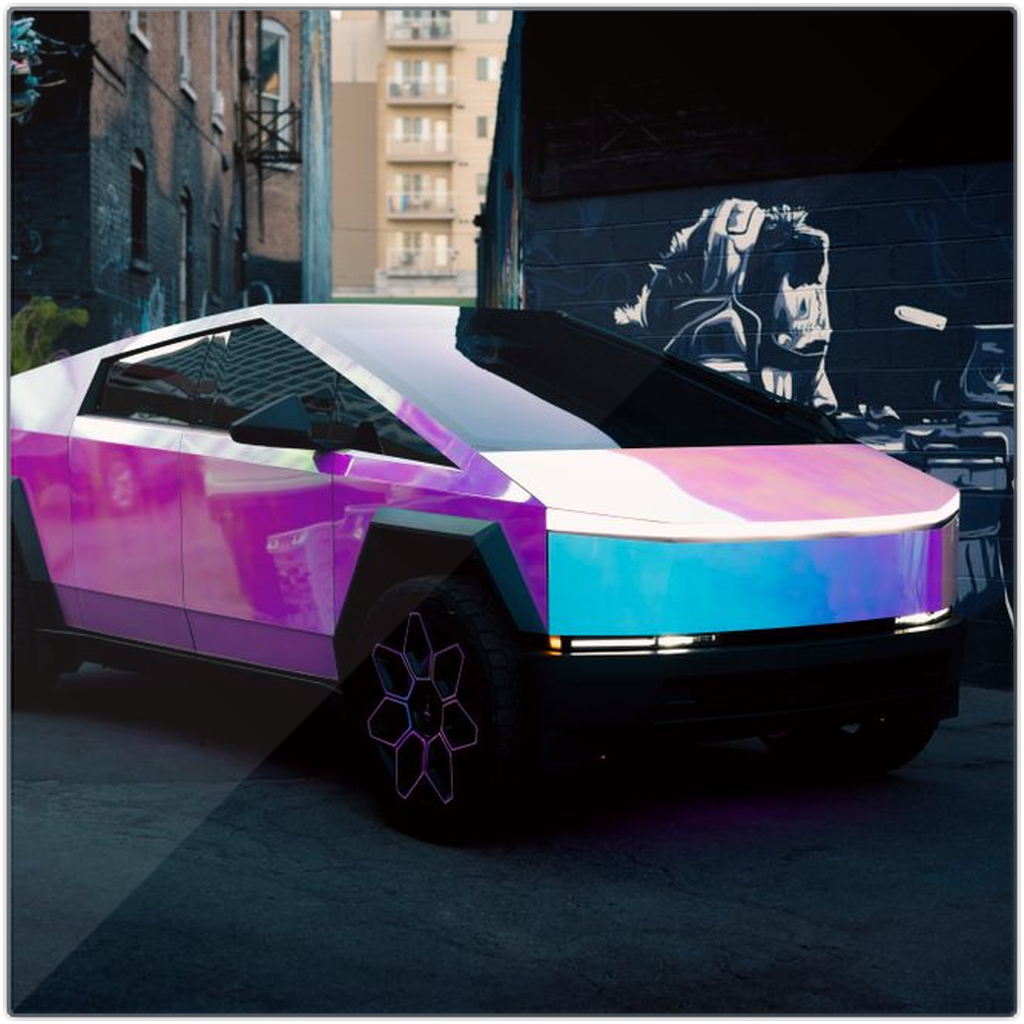 Multicolor Wrapped Tesla Cybertruck - Metal Print