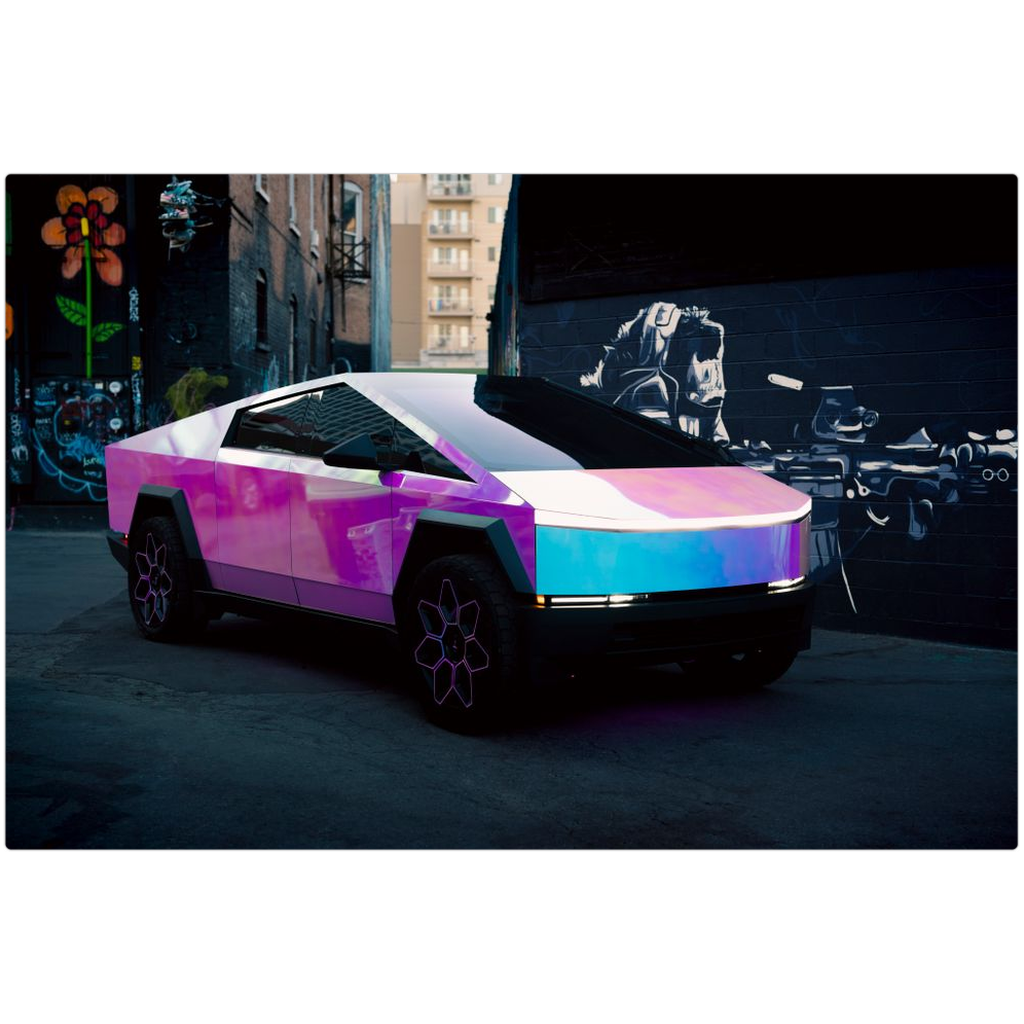 Multicolor Wrapped Tesla Cybertruck - Metal Print