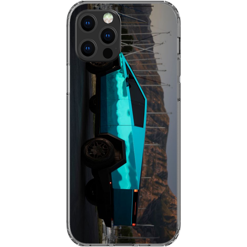 Metallic Teal Tesla Cybertruck - Phone Cases