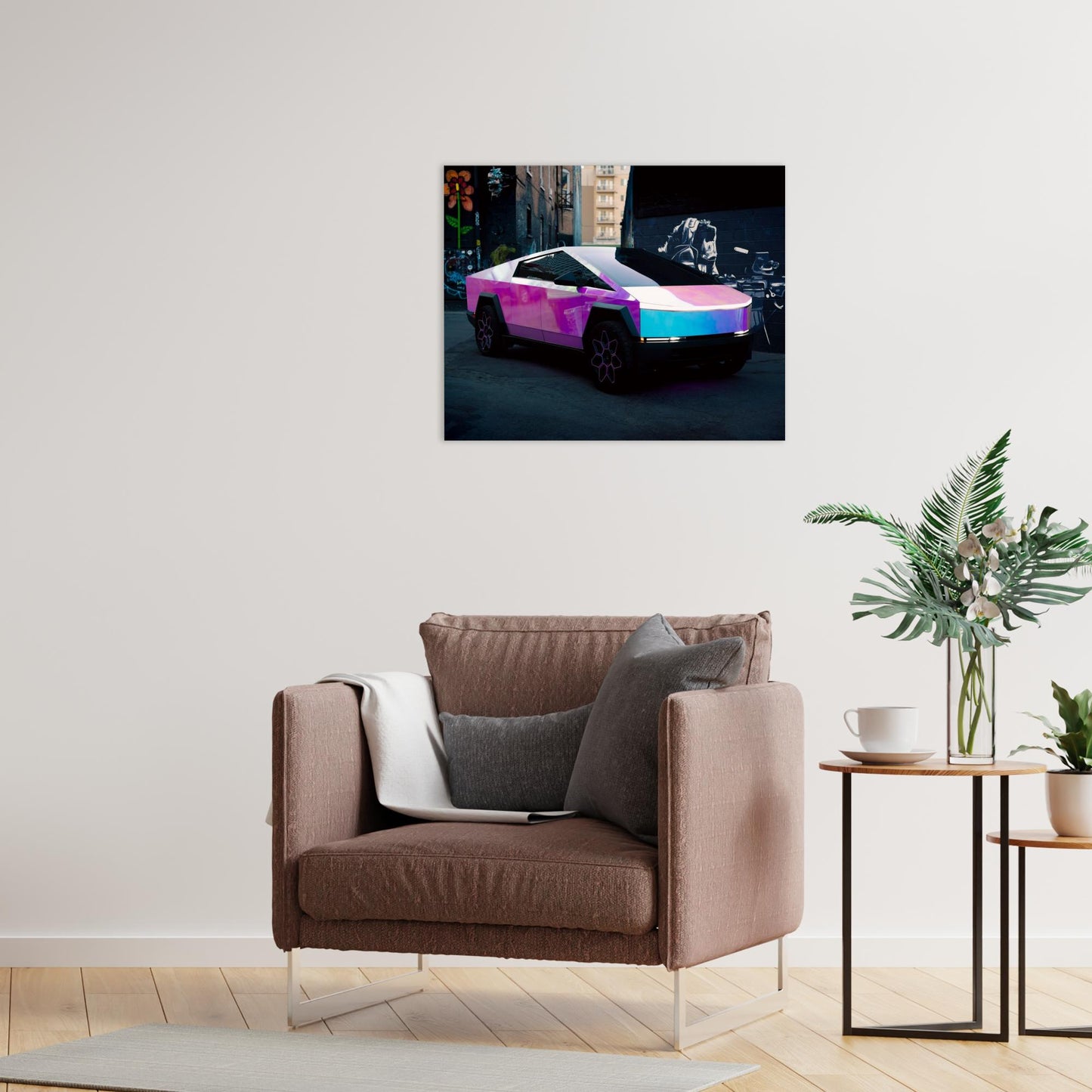 Multicolor Wrapped Tesla Cybertruck - Poster