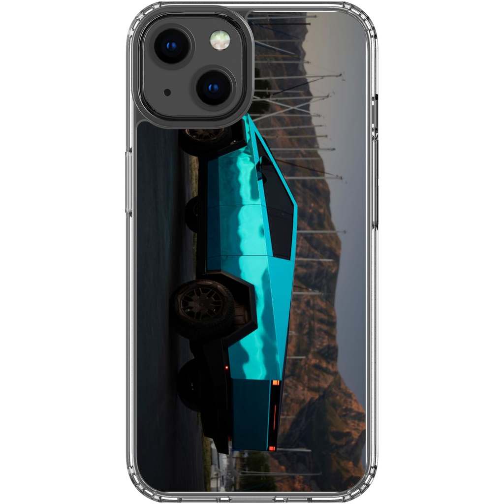 Metallic Teal Tesla Cybertruck - Phone Cases