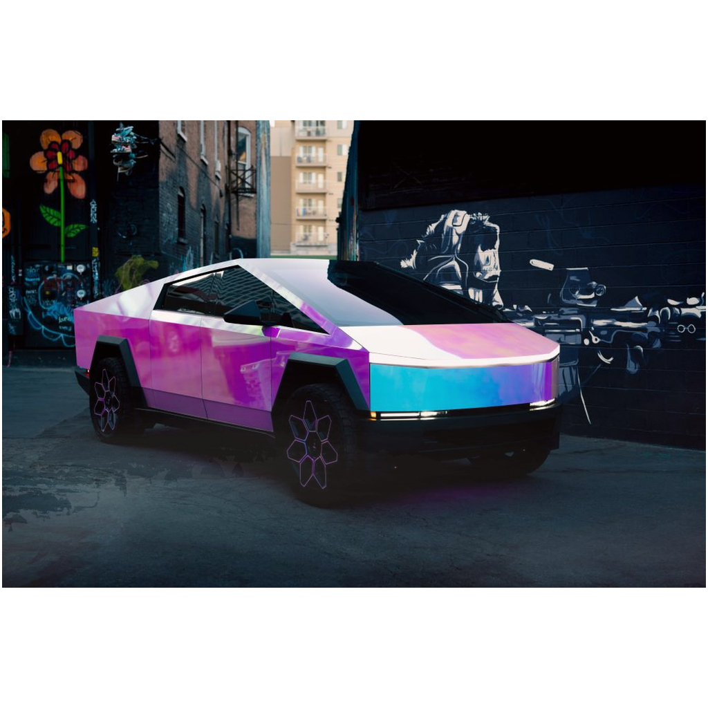 Multicolor Wrapped Tesla Cybertruck - Metal Print