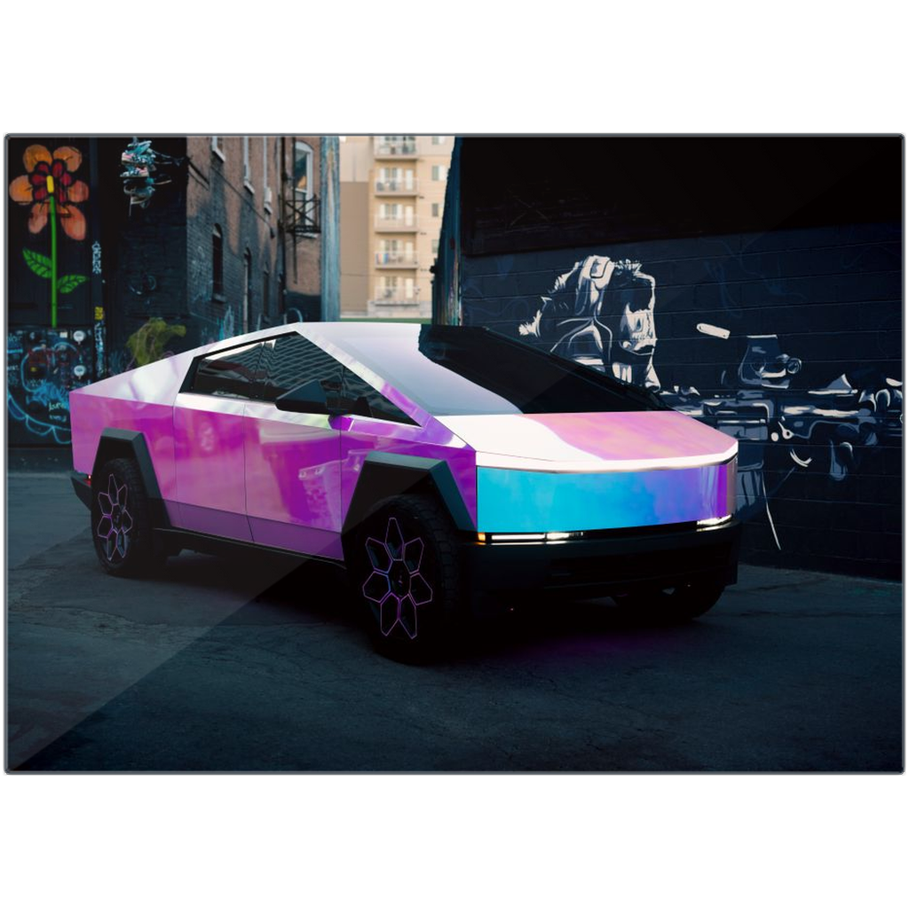 Multicolor Wrapped Tesla Cybertruck - Metal Print