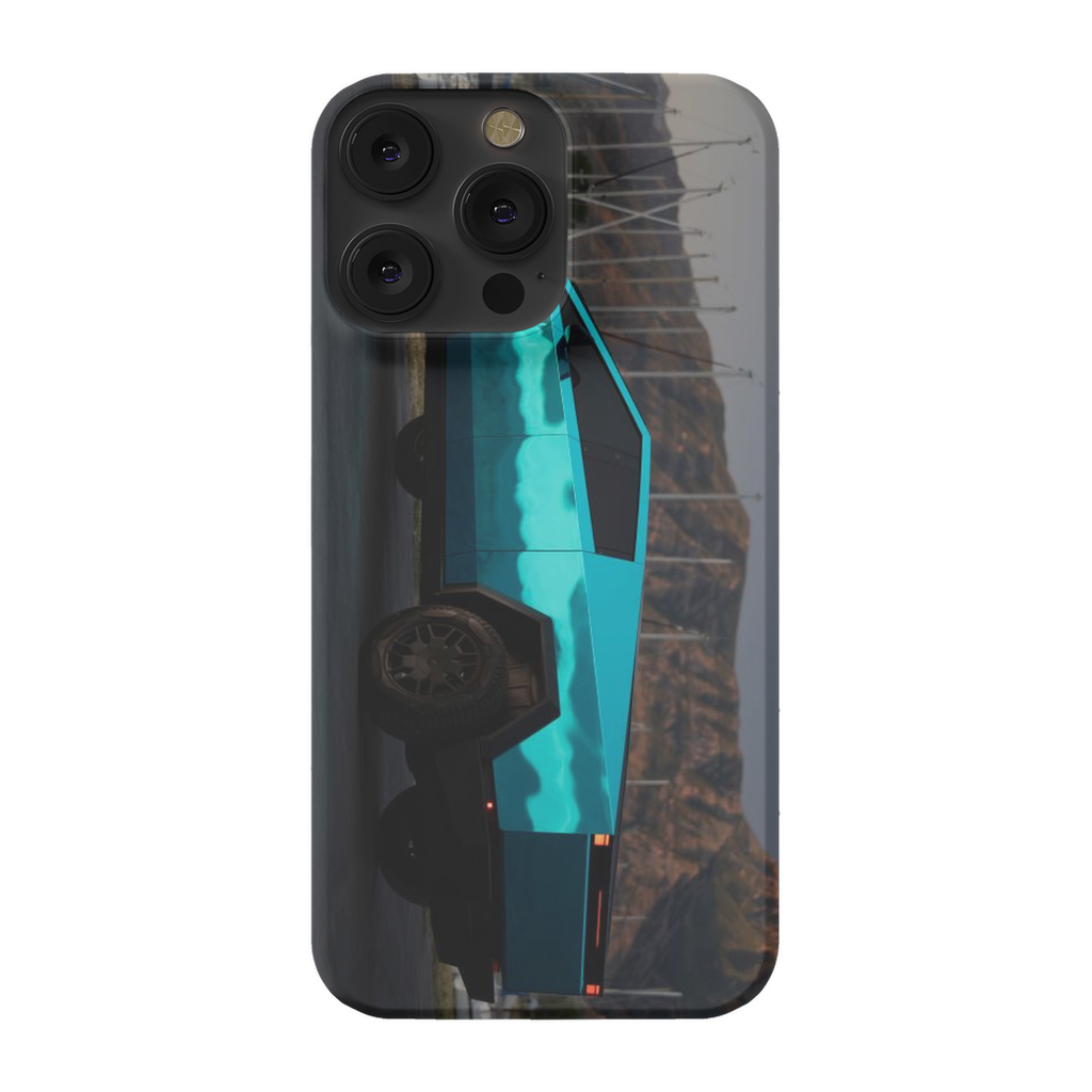 Metallic Teal Tesla Cybertruck - Phone Cases