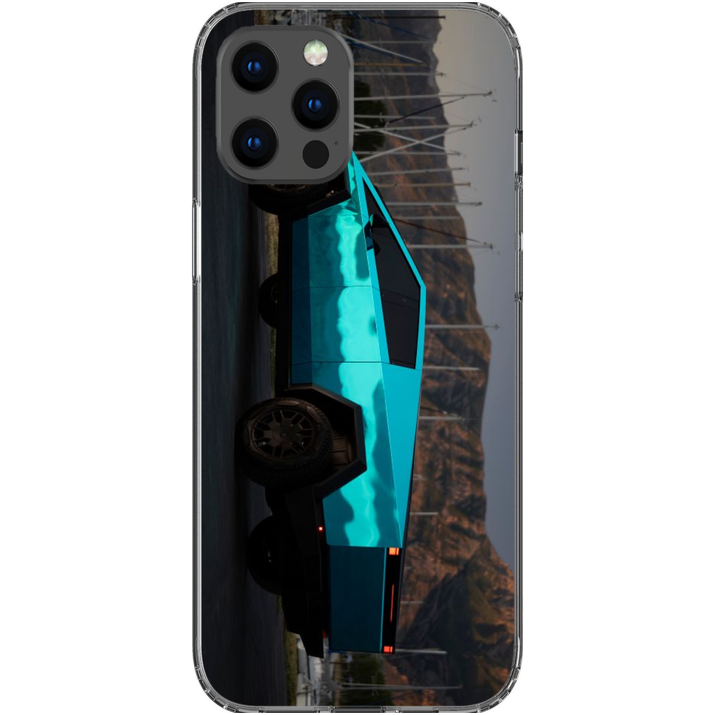 Metallic Teal Tesla Cybertruck - Phone Cases