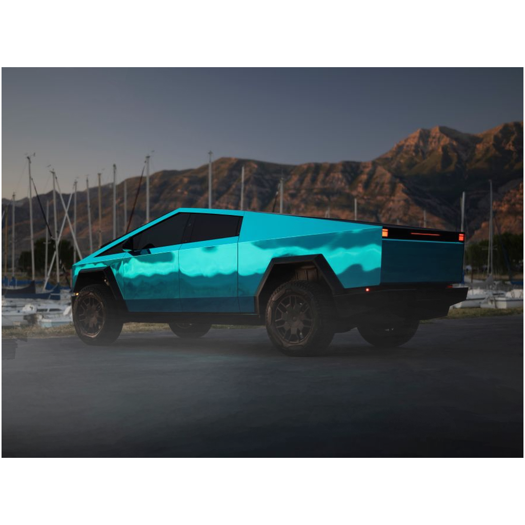 Metallic Teal Tesla Cybertruck - Metal Print